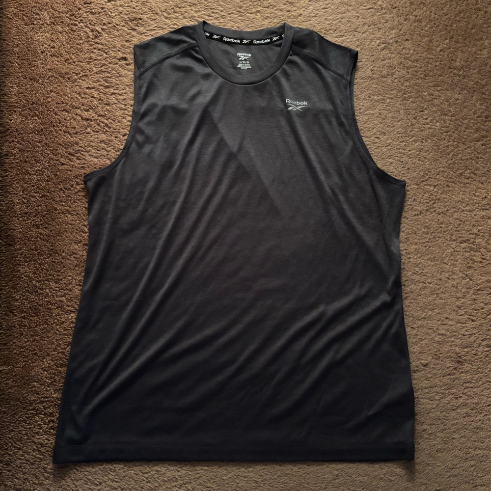 Worn Once Reebok Men's Dark Grey Sleeveless Performance Active Shirt